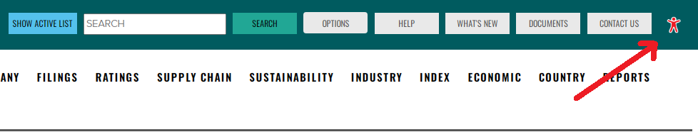 Image showing the accessibility features toggle button.